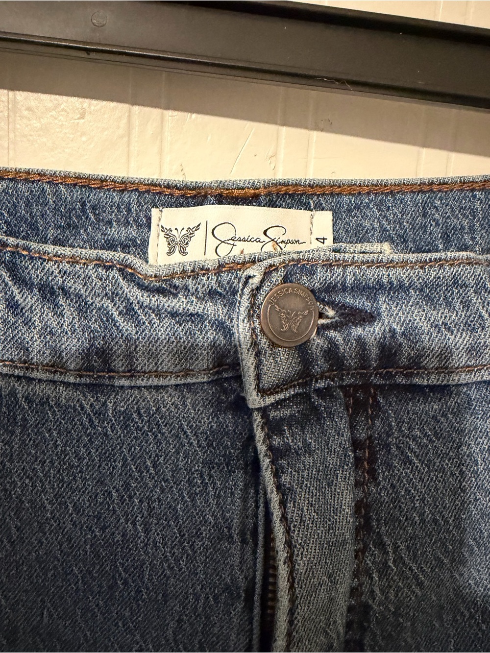 Jessica Simpson wide leg Blue Denim Jeans 14 - Picture 3 of 6
